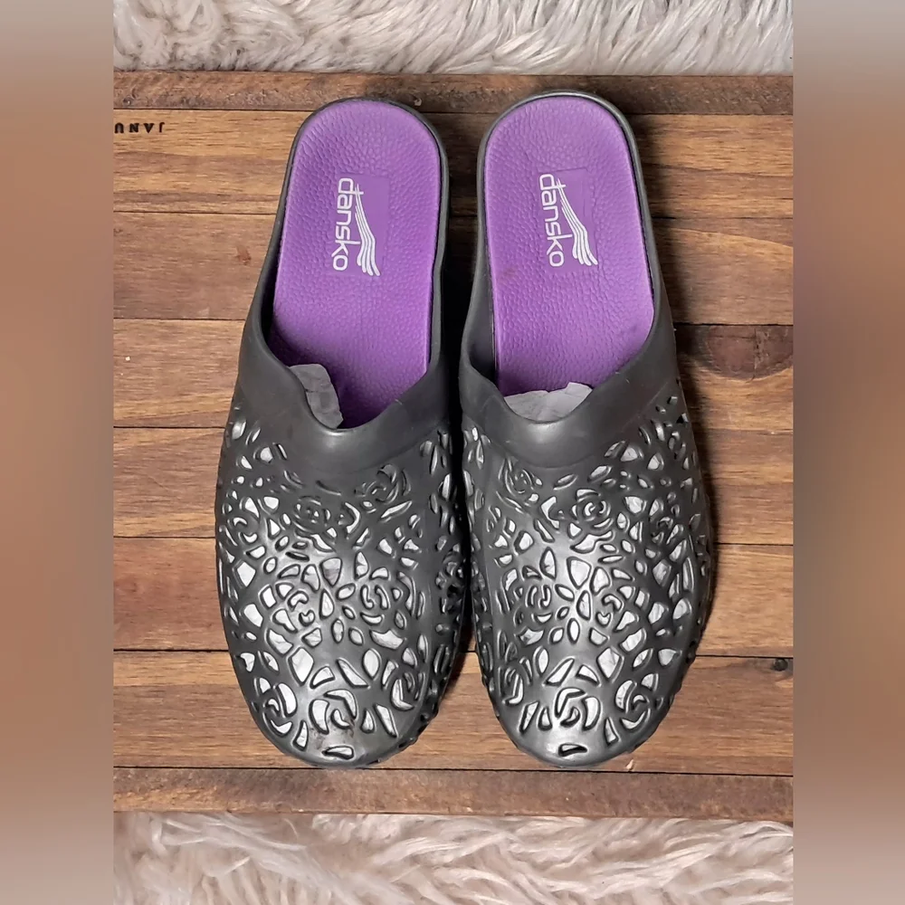 Dansko Gray Cutout Clogs - Picture 8 of 11